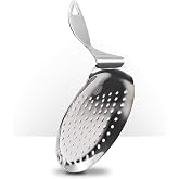 Bent Handle Julep Strainer - Stainless Steel Commercial Cocktail Strainer Pi&ntilde;a Barware (One Strainer, Polished Finish)