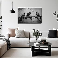 Dark Academia Canvas Wall Art Raven Picture Gothic