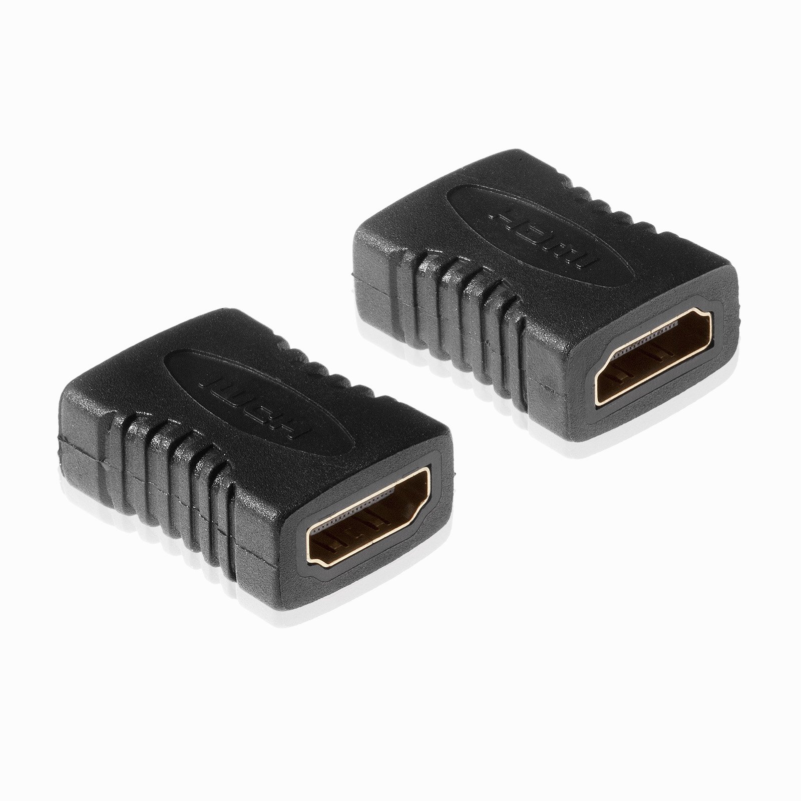 POPPSTAR 2x HDMI Adapter Coupling (Female to Female, Full HD 1080p, 4k UHD 2160p), HDMI Cable Extension - Connection, Black, Gold-plated Contacts