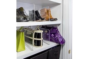 Bee Neat Closet Organization with Acrylic Clear Shelf Dividers - Closet Shelf Organizer for Clothes, Towels, Sweaters, Purses, and Books - Shelf Separators - 6 Pack (8" Tall 11 ⅝" Deep)