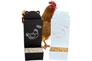 RUGAIJEFFPOODA ㅤ Chicken Oyster Shell Feeder and Automatic Gravity Chicken Feeder Combo (Black + White)