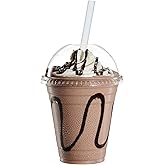 GUSTO [12 oz. - 50 Count Clear Plastic Cups With Dome Lids - Perfect for Smoothies, Milkshakes, and To-Go Beverages (Formerly Comfy Package)