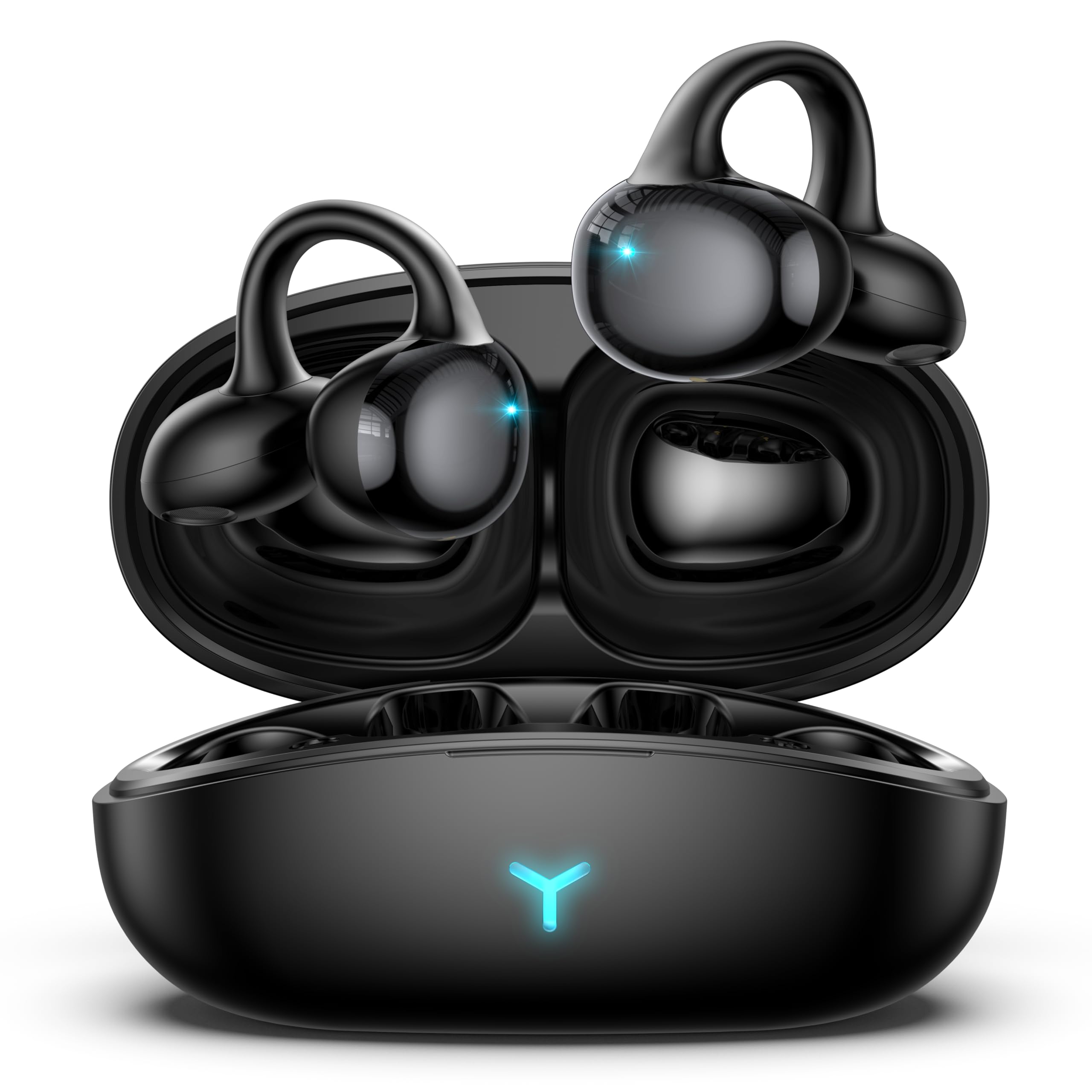 Photo 1 of Cemobene Earbuds Wireless Bluetooth 5.4 Open Ear Clip Headphones with Mic, 55H Play, IPX5 Waterproof Sports Earphones, Noise Cancelling Mic for Running, Working & Gaming - Black