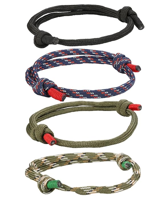 Besteel 4 Pcs Braided Nautical Bracelets for Men Handmade Navy Rope