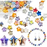 300 Pcs Glass Star Beads Star Shape Crystal Spacer Beads Electroplate Mixed Color Star Beads for DIY Craft Jewelry Bracelet Necklace Earrings Making