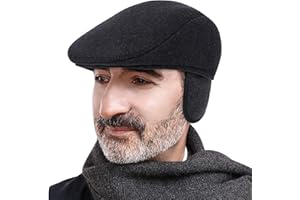 DOCILA Ivy Cap for Men Retractable Invisible Earflap Caps Warm Autumn Winter Wool Blend Beret Flat Newsboy Gatsby Hats