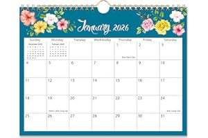 2026 Calendar - 2026-2027 Wall Calendar Runs from January 2026 to June 2027, 8.5" x 11", Floral Calendar for Wall or Desk, Fe