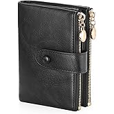 GAEKEAO Small Wallets for Women Leather RFID Blocking Bifold Double Zipper Pockets Wallet Card Case Purse with 2 ID Windows