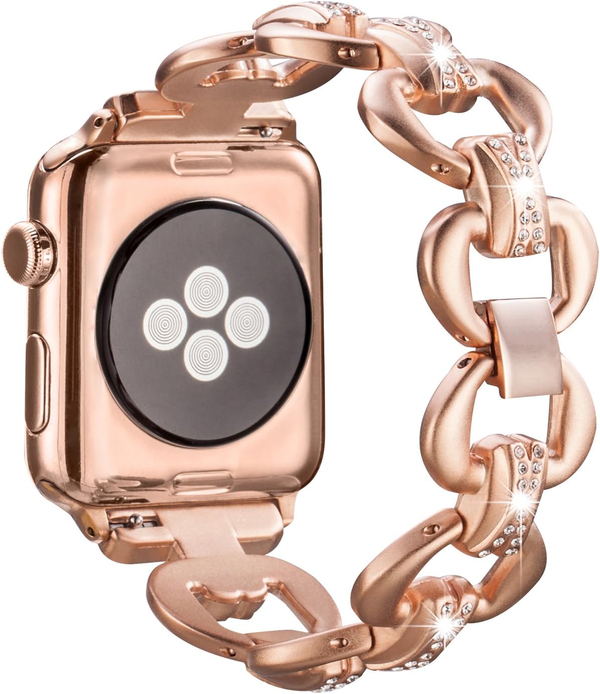 SaNgaiMEi Watch Band 42mm/44mm iwatch Stainless Steel Strap Replacement Band with Stainless Metal Clasp Compatible for Apple Watch Series 5/4/3/ 2/1 / Nike+ Sport and Business (Rose Gold)