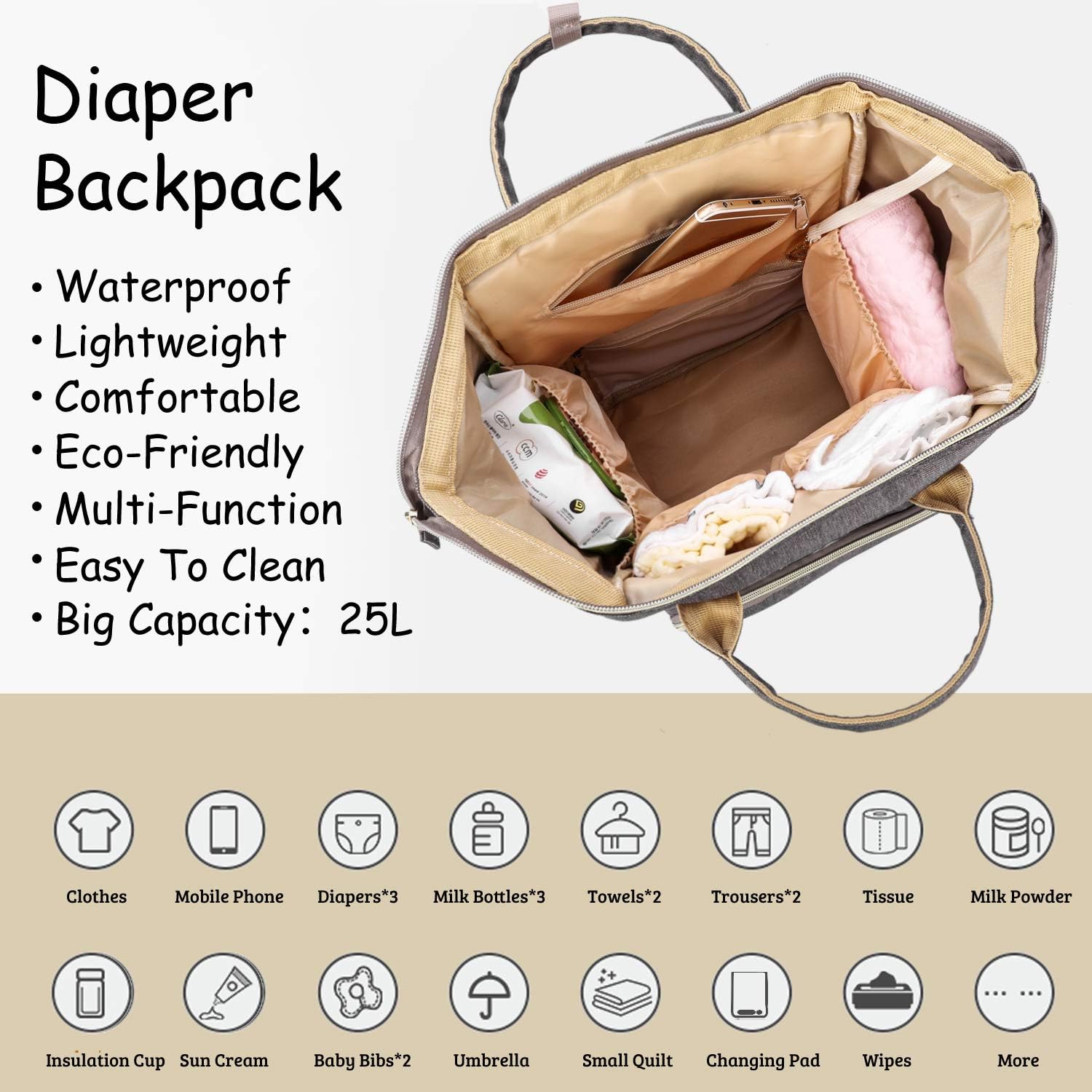 oraniful diaper bag