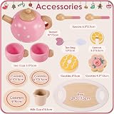 AOLEVA Wooden Afternoon Tea Set for Toddlers Play Food Tray Teapot view 5
