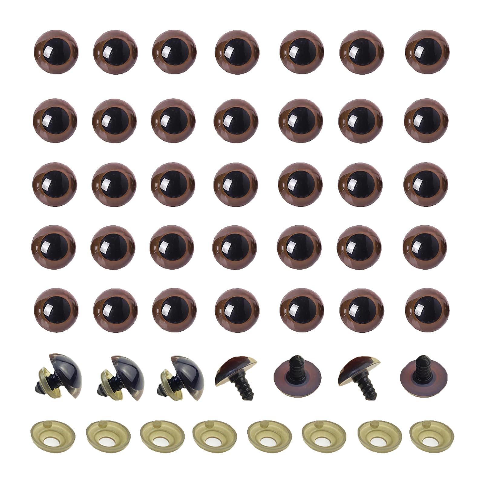 100PCS Brown Plastic Safety Eyes DIY Sewing Crafting Accessories for Bear Stuffed Animals Puppet Making 10mm/0.39inch
