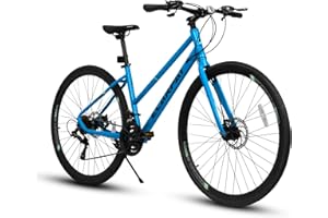 RYH 700C Comfort Adult Road Hybrid Bike for Adults Men and Women, Aluminum Alloy Wheels Bikes,21/16-Speed Dual Disc Brake, Step-Through or Step-Over Commuter Bike，Sport Bicycle