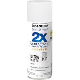 Rust-Oleum Painter's Touch 2X Ultra Cover Spray Paint, Ultra Matte White | Indoor and Outdoor Surfaces (Metal, Wood, Plastic), Fast Dry, Durable, Sprays from Any Angle, Comfort Tip, Oil Based