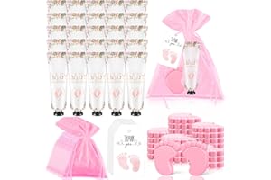 DEMONWER 25 Sets Baby Shower Favors for Guests Hand Cream Baby Feet Scented Soap Party Favors Pink Baby Shower Guests Gifts with Organza Bags and Thanks Tags for Baby Shower Wedding Party