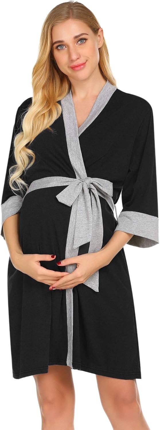 Ekouaer Maternity Nursing Robe Delivery Nightgowns Hospital Breastfeeding Gown at  Women’s Clothing store