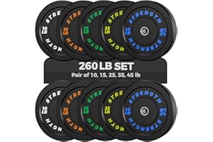 RENDPAS Olympic Rubber Bumper Weight Set - 2 Inch Barbell Plates for Home Gym Strength Training