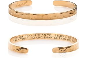 Carviell Bracelets for Women, Personalized Gifts for Her, Mom, Best Friend, Inspirational Friendship Cuff for Teen Girls, Engraved, Birthday Gift Jewelry