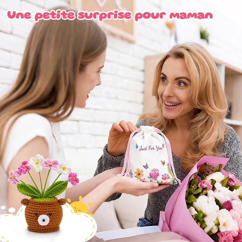 Regalos florales de ganchillo para mamá