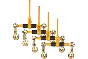 VEVOR Ratchet Chain Binders, 1/4"-5/16", 2600 lbs Safe Working Load, 4 Pack Load Binder with 2 Grab Hooks, Tie Downs for Tran