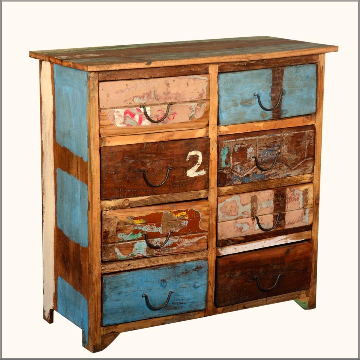 Amazon.com: Reclaimed Wood Distressed Paint Patch 8 Drawer ...