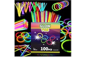 GLOW YGB 100PCS Glow Sticks Bulk Party Pack, Halloween Glow Sticks For Kids Camping, Glow In The Dark Sticks,8” Glow Party Supplies Bracelets with Connectors