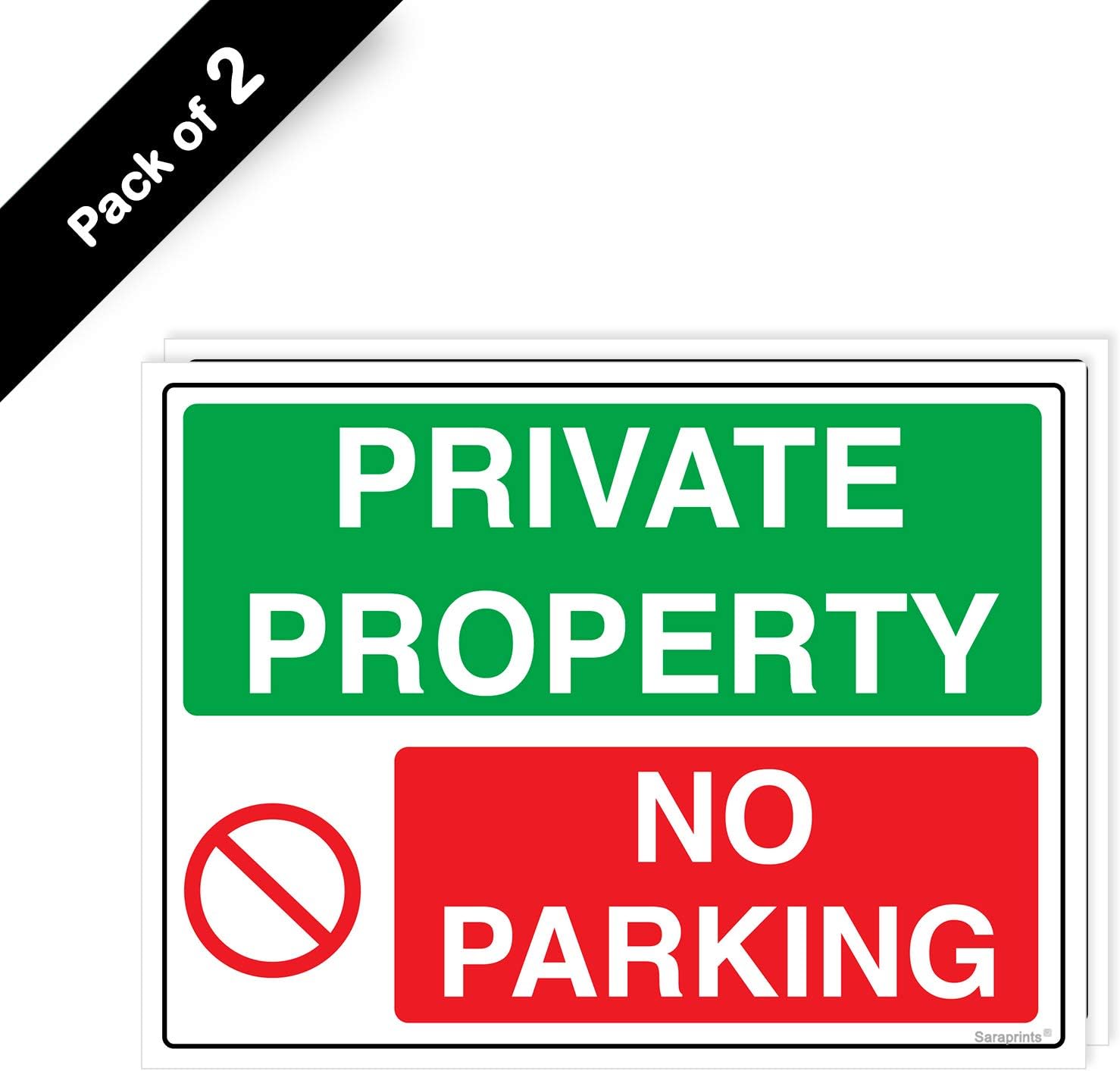 Pack of 2 No Parking Signs Self adhesive Waterproof Vinyl Private No Parking Signs 150mm x 200mm V1181, green|red|white, 150 x 200 mm - Image 3