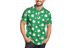 Arvilhill Men's St Patrick's Polo Shirt Irish Clover Short Sleeve Golf Shirts (S-3XL)