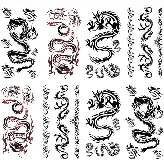 Yesallwas Dragon Temporary Tattoo for Kids adults Women