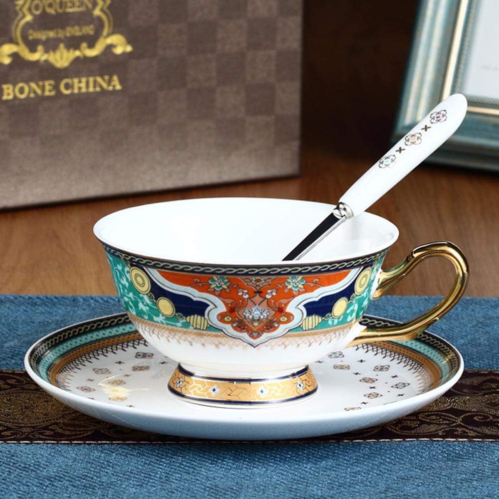 Amazon Com Acoome Tea Cup And Saucer Set 6 8oz Bone China Teacup
