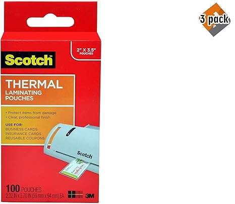 Laminators 100 Pouches Tp5851 100 Scotch Thermal Pouches 2 32 X 3 70 Inches Business Card Electronics Geoterm Si