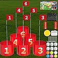 FOOING Golf Game, Golf Yard Games with LED Light, Portable 6 Hole Set Golf Simulators for Home Adults Kids Lawn, Beach, Yard, Camping