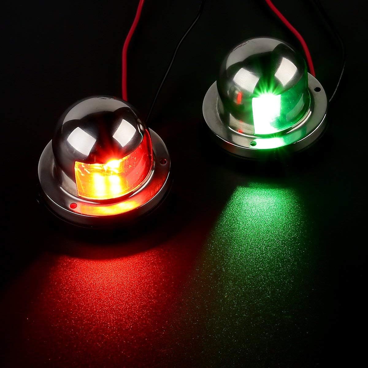 LEANINGTECH One Pair Marine Boat Yacht Light 12V Stainless Steel LED Bow Navigation Lights Pontoons Sailing Signal Lights : Sports & Outdoors