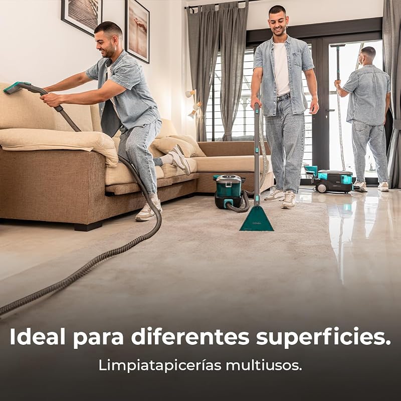 Aspirador de carpete cecotec - limpador de estofados - aspirador de pó conga carpetclean 10000 easyhome sled. 800w, 3l de água limpa e 1,5l de tanque de água suja, multisuperfícies, kit de acessórios