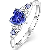 Vesitim Celtic Knot Rings for Women 925 Sterling Silver Solitaire Ring Wedding Engagement Band Heart Birthstone Jewelry Size 5-10