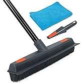 MAVRIZ Pet Hair Removal Broom on Carpet, Rubber Broom for Hardwood Floor - Fur Remover Broom with Squeegee