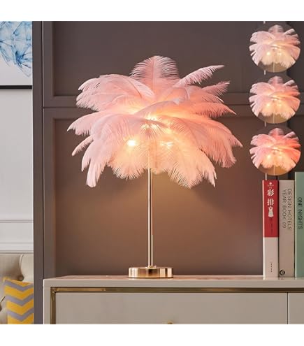 ORE HBL2662 Feather Aquina Crisp White Contour Glam Table Lamp