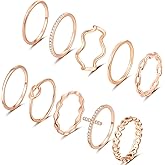 ZOERAY 10PCS 14K Gold Plated Stacking Rings for Women Thumb Stackable Knuckle Band Rings Plain Twist Thin Joint Finger Wedding Gold Ring Set for Women Size 4 to 11