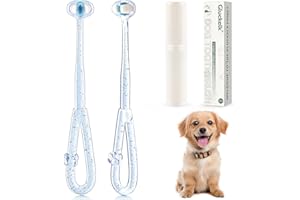 Gluckelk 3-Sided Dog Toothbrush, Pet Toothbrushes, Pet Dental Care Oral Hygiene, Ultra Soft Nano Bristles for Your Pet's Sensitive Teeth and Gums, for All Dogs, 2-Pack