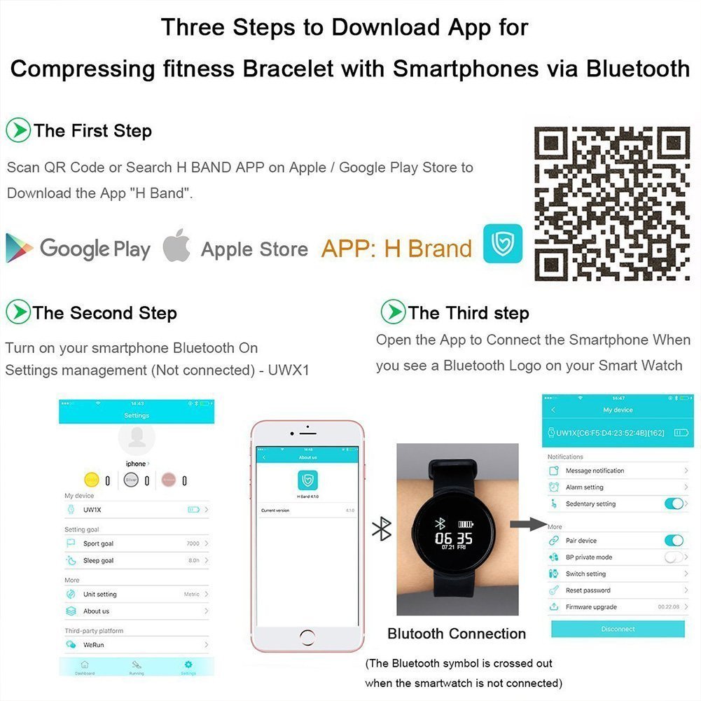 ZZY Reloj de presión arterial Smart Wristband Wristband UW1X (2018 ...