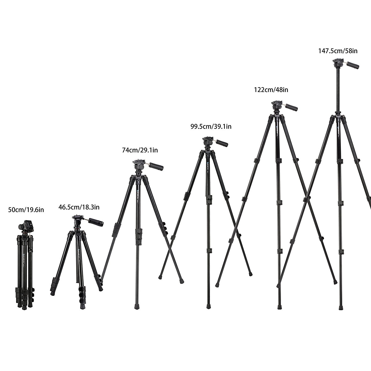 BONFOTO B73A 58inch Portable Heavy Duty Lightweight Aluminum Camera Video Tripod with 1/4\