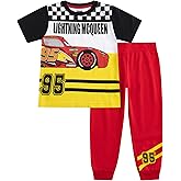 Disney Cars Lightning McQueen Boys Short Sleeve T-Shirt and Pants 2 Piece Set for Toddlers to Big Kids