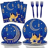 96 Pieces Eid Mubarak Tableware Set for Ramadan