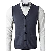 Men's Sweater Vest V-Neck Sleeveless Knitted Button Cardigan DXL Big and Tall Vest