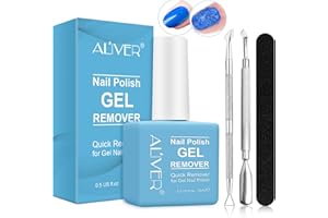 TUDIQE Gel Nail Polish Remover, Nail Polish Remover for Gel Nails with 1Pcs Cuticle Pusher, Nail Scraper & Scrub Stick, Ultra-Powerful Professional Nail Polish Remover, Soak-Off Gel Polish in 2-5 Minutes