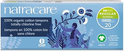 natracare Organic Cotton Tampons Regular Absorbency Without Applicator 20