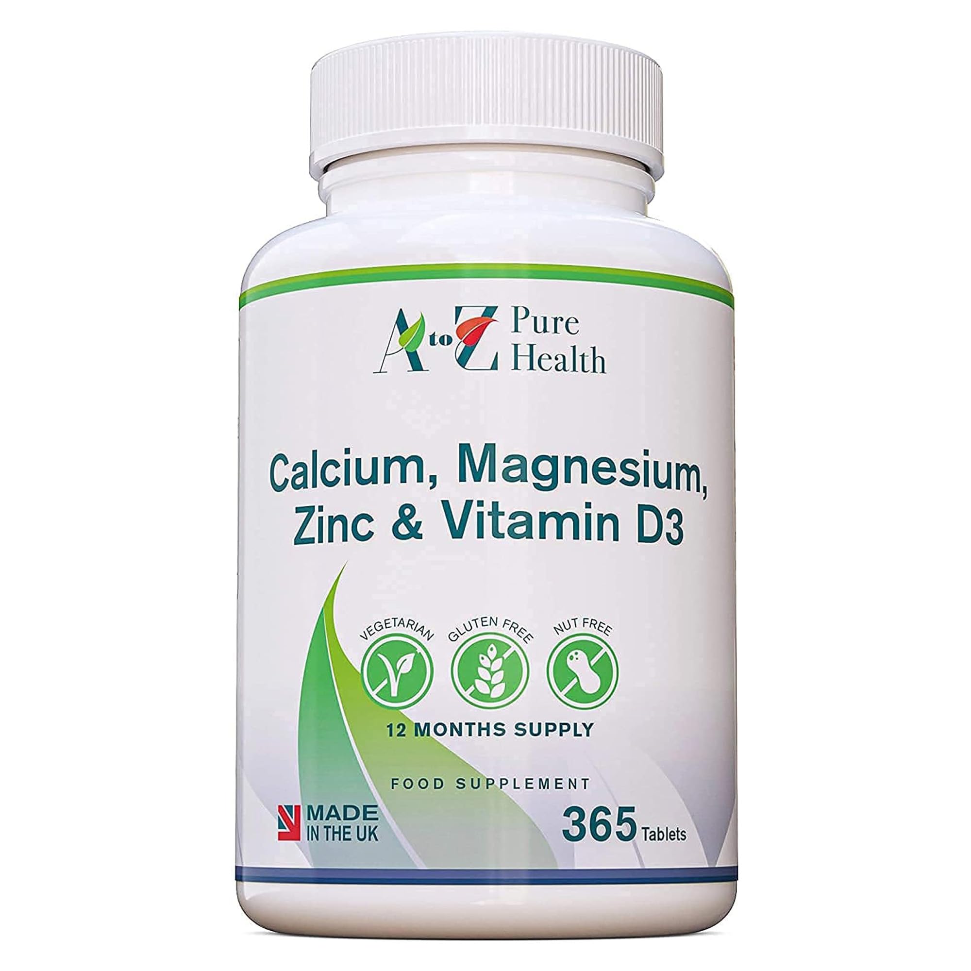 Calcium, Magnesium, Zinc & Vitamin D Supplement | Premium Multi-Vitamin Supplement | 365 Easy to Swallow Tablets (1 Year Supply) | Multimineral with Calcium Immune Booster |Osteo Supplements