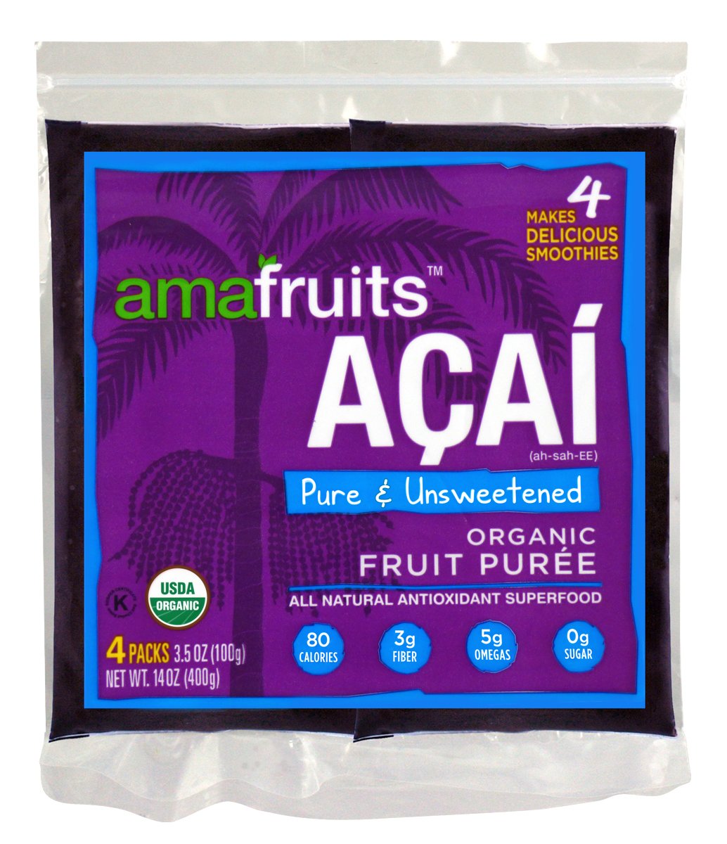 Amafruits Acai Berry Puree Pure & Unsweetened 24 Smoothie Packs