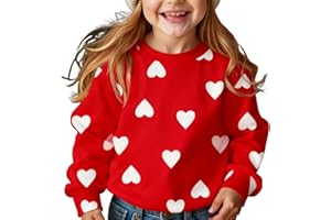 Valentines Day Shirts Girls Boys Regular-fit Long Sleeve Crew Neck Cozy Tops Lightweight Love Heart Print Sweatshirt
