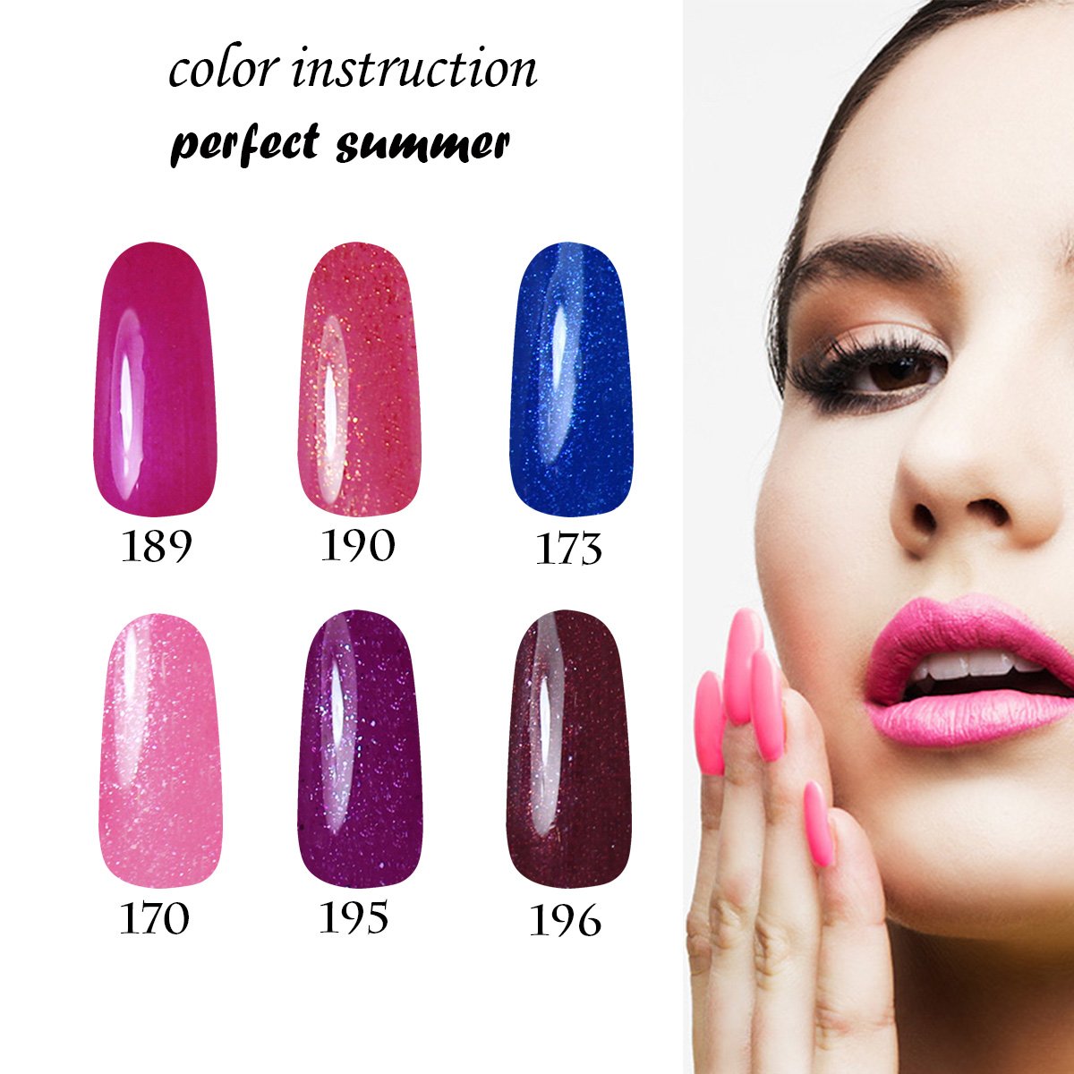 Professional Gel Polish UV LED - Soak Off Nail Lacquers Kit with Clear Base Coat and Top Coat for French Manicure Pedicure, Pack of 8, 8ml Each (Set #08)